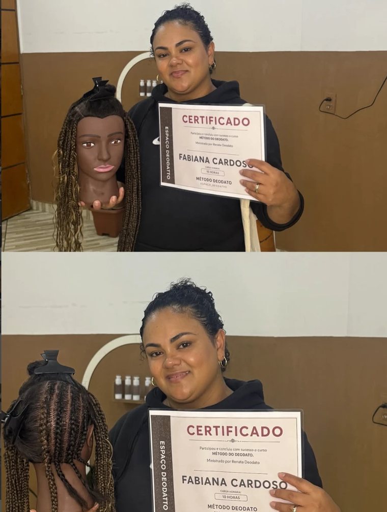 Fabiana Cardoso com o certificado do Método Deodato